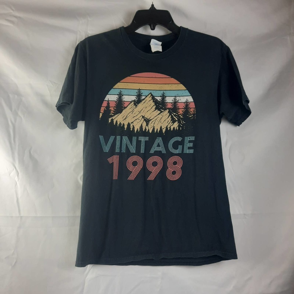 Port & Co Vintage 1998 Mountain seen Black T-shirt Small
